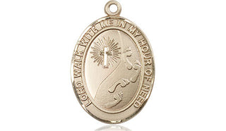 14kt Gold Filled Footprints Cross Medal Engraved Catholic Saint Jewelry