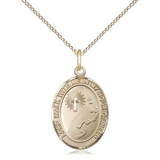 14kt Gold Filled Footprints Cross Medal Religious Jewelry Engraved Catholic Saint Jewelry