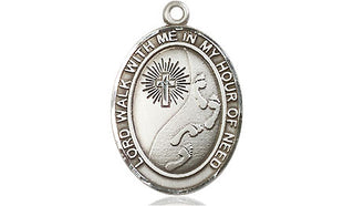 Pewter Footprints Cross Medal Engraved Catholic Saint Jewelry