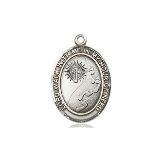 Sterling Silver Footprints Cross Medal Engraved Catholic Saint Jewelry
