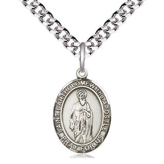 Pewter Saint Bartholomew the Apostle Medal Religious Jewelry Engraved Catholic Saint Jewelry