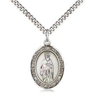 Pewter Saint Bartholomew the Apostle Medal Religious Jewelry Engraved Catholic Saint Jewelry