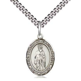 Pewter Saint Bartholomew the Apostle Medal Religious Jewelry Engraved Catholic Saint Jewelry