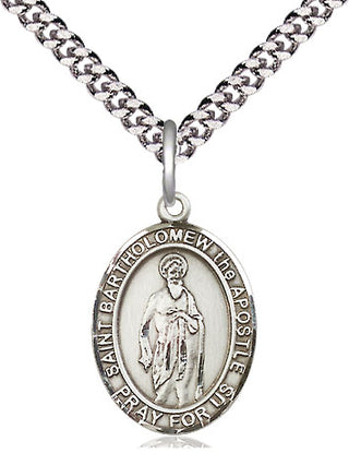 Sterling Silver Saint Bartholomew the Apostle Medal Religious Jewelry Engraved Catholic Saint Jewelry