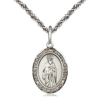 Sterling Silver Saint Bartholomew the Apostle Medal Religious Jewelry Engraved Catholic Saint Jewelry