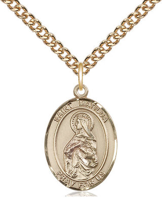14kt Gold Filled Saint Matilda Medal Religious Jewelry Engraved Catholic Saint Jewelry