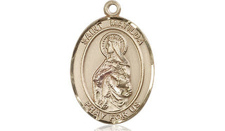 14kt Gold Saint Matilda Medal Engraved Catholic Saint Jewelry
