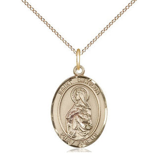 14kt Gold Saint Matilda Medal Engraved Catholic Saint Jewelry