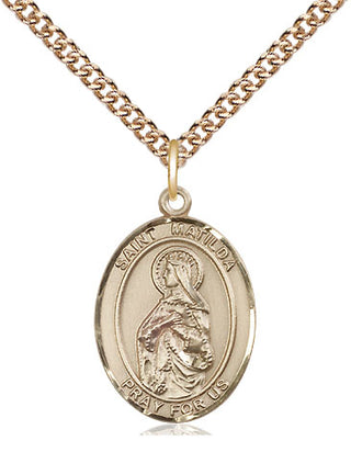 14kt Gold Saint Matilda Medal Engraved Catholic Saint Jewelry