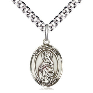 Pewter Saint Matilda Medal Religious Jewelry Engraved Catholic Saint Jewelry