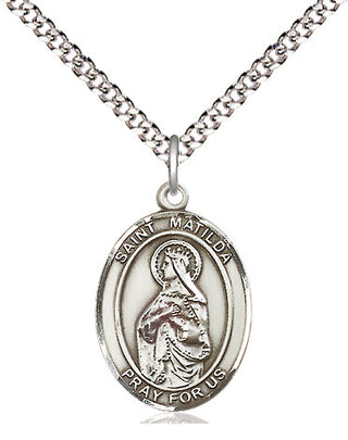 Sterling Silver Saint Matilda Medal Religious Jewelry Engraved Catholic Saint Jewelry