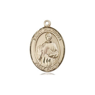 14kt Gold Filled Saint Placidus Medal Engraved Catholic Saint Jewelry