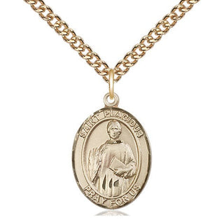 14kt Gold Filled Saint Placidus Medal Religious Jewelry Engraved Catholic Saint Jewelry