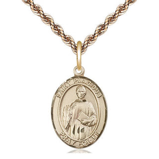 14kt Gold Filled Saint Placidus Medal Religious Jewelry Engraved Catholic Saint Jewelry