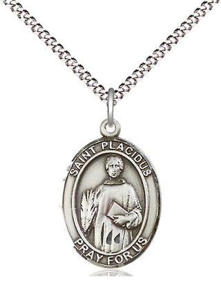 Pewter Saint Placidus Medal Religious Jewelry Engraved Catholic Saint Jewelry