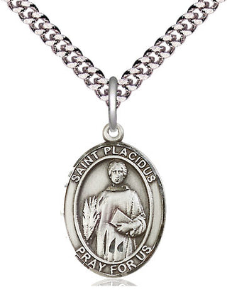 Pewter Saint Placidus Medal Religious Jewelry Engraved Catholic Saint Jewelry
