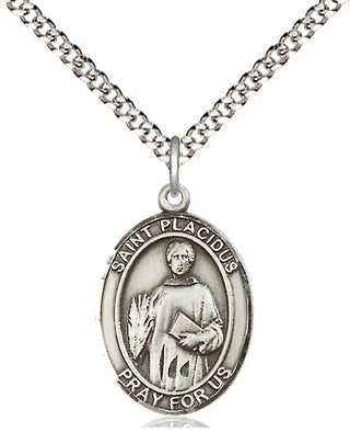 Pewter Saint Placidus Medal Religious Jewelry Engraved Catholic Saint Jewelry