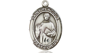 Sterling Silver Saint Placidus Medal Religious Jewelry Engraved Catholic Saint Jewelry