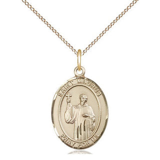 14kt Gold Filled Saint Maurus Medal Religious Jewelry Engraved Catholic Saint Jewelry