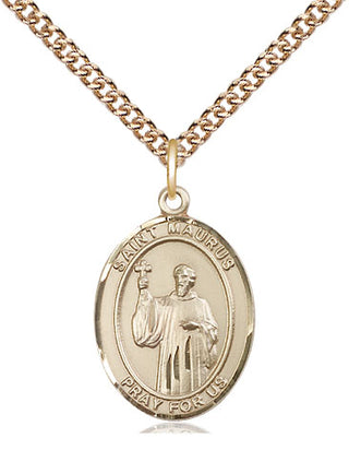 14kt Gold Filled Saint Maurus Medal Religious Jewelry Engraved Catholic Saint Jewelry