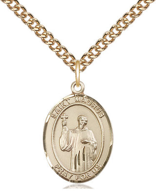 14kt Gold Filled Saint Maurus Medal Religious Jewelry Engraved Catholic Saint Jewelry