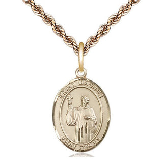 14kt Gold Filled Saint Maurus Medal Religious Jewelry Engraved Catholic Saint Jewelry