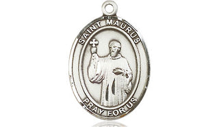 Sterling Silver Saint Maurus Medal Religious Jewelry Engraved Catholic Saint Jewelry