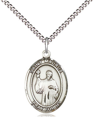 Sterling Silver Saint Maurus Medal Religious Jewelry Engraved Catholic Saint Jewelry