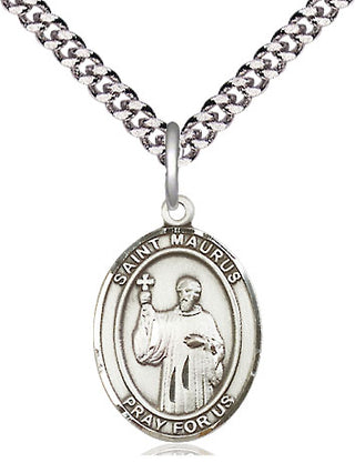 Sterling Silver Saint Maurus Medal Religious Jewelry Engraved Catholic Saint Jewelry