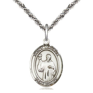 Sterling Silver Saint Maurus Medal Religious Jewelry Engraved Catholic Saint Jewelry