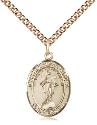 14kt Gold Filled Our Lady of All Nations Medal Religious Jewelry Engraved Catholic Saint Jewelry