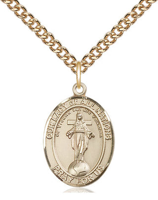14kt Gold Filled Our Lady of All Nations Medal Religious Jewelry Engraved Catholic Saint Jewelry
