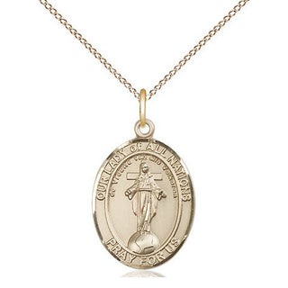 14kt Gold Our Lady of All Nations Medal Engraved Catholic Saint Jewelry
