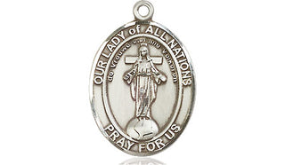Pewter Our Lady of All Nations Medal Engraved Catholic Saint Jewelry