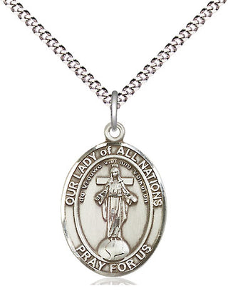 Pewter Our Lady of All Nations Medal Religious Jewelry Engraved Catholic Saint Jewelry