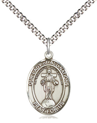 Pewter Our Lady of All Nations Medal Religious Jewelry Engraved Catholic Saint Jewelry