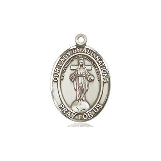 Sterling Silver Our Lady of All Nations Medal Engraved Catholic Saint Jewelry