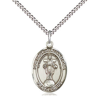 Sterling Silver Our Lady of All Nations Medal Religious Jewelry Engraved Catholic Saint Jewelry