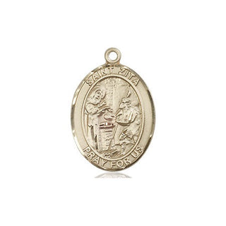 14kt Gold Filled Saint Zita Medal Engraved Catholic Saint Jewelry