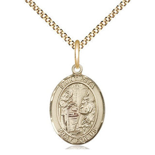 14kt Gold Filled Saint Zita Medal Religious Jewelry Engraved Catholic Saint Jewelry