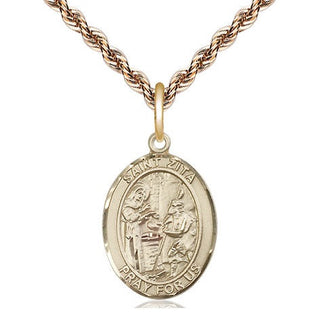 14kt Gold Filled Saint Zita Medal Religious Jewelry Engraved Catholic Saint Jewelry