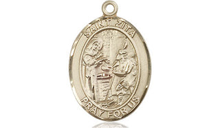 14kt Gold Saint Zita Medal Engraved Catholic Saint Jewelry