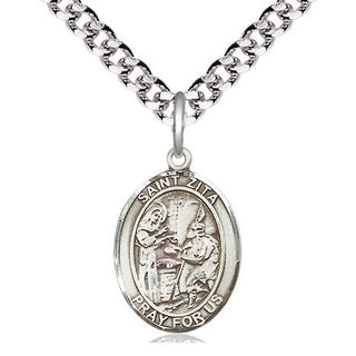 Pewter Saint Zita Medal Religious Jewelry Engraved Catholic Saint Jewelry