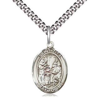 Pewter Saint Zita Medal Religious Jewelry Engraved Catholic Saint Jewelry
