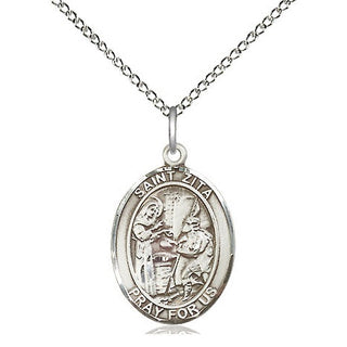 Sterling Silver Saint Zita Medal Religious Jewelry Engraved Catholic Saint Jewelry