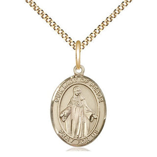 14kt Gold Filled Our Lady of Peace Medal Religious Jewelry Engraved Catholic Saint Jewelry