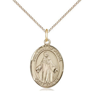 14kt Gold Filled Our Lady of Peace Medal Religious Jewelry Engraved Catholic Saint Jewelry