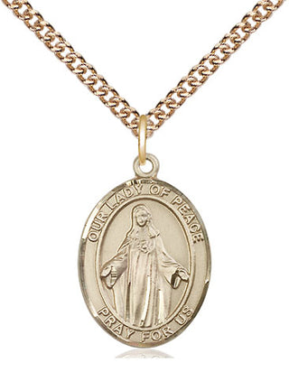 14kt Gold Filled Our Lady of Peace Medal Religious Jewelry Engraved Catholic Saint Jewelry