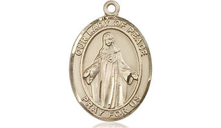 14kt Gold Our Lady of Peace Medal Engraved Catholic Saint Jewelry
