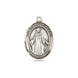 Sterling Silver Our Lady of Peace Medal Religious Jewelry Engraved Catholic Saint Jewelry
